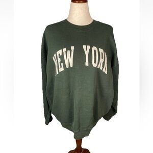 Brandy Melville John Galt New York Crewneck Sweatshirt Womens One Size Green